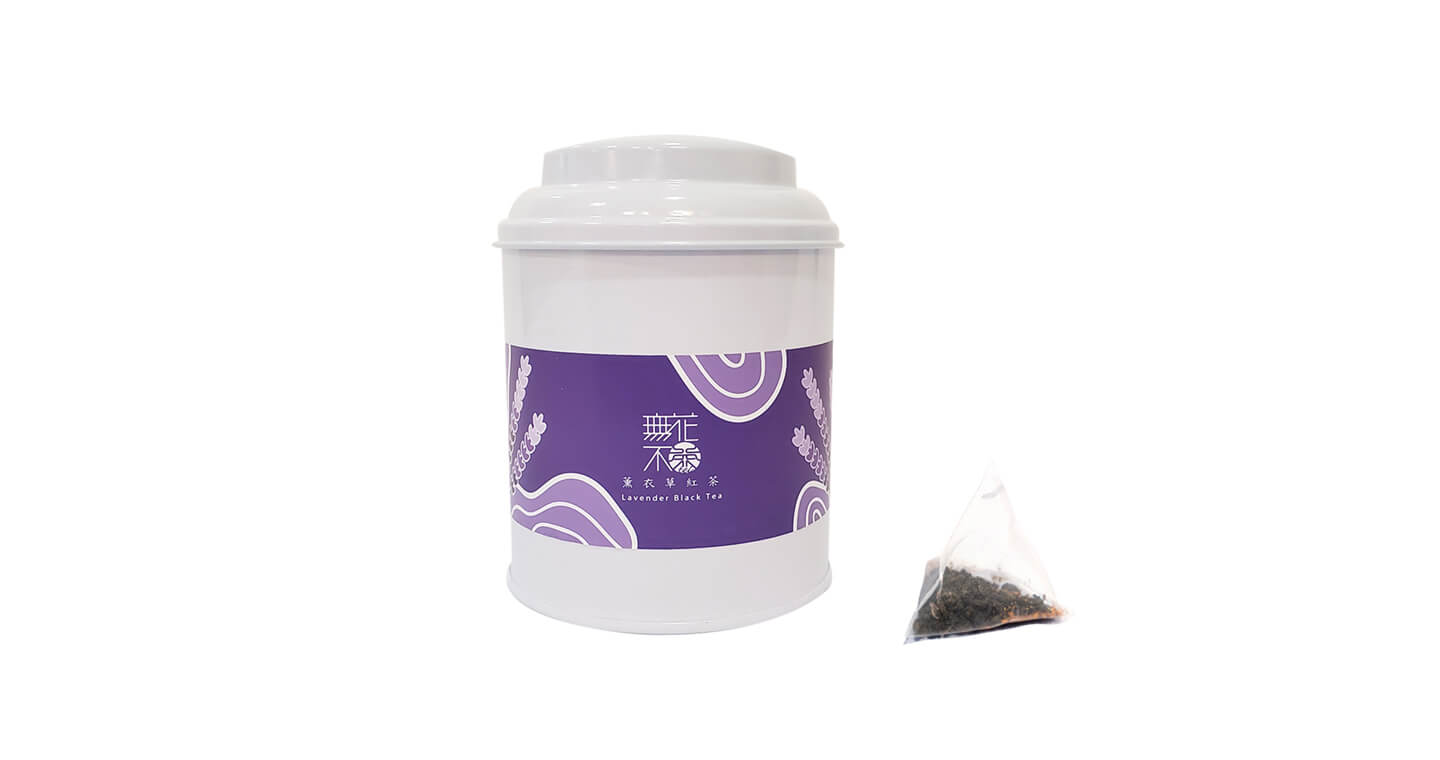 【無花不茶】原葉花茶系列-紅茶款：薰衣草紅茶—3g三角茶包*10入圓鐵罐裝*2罐