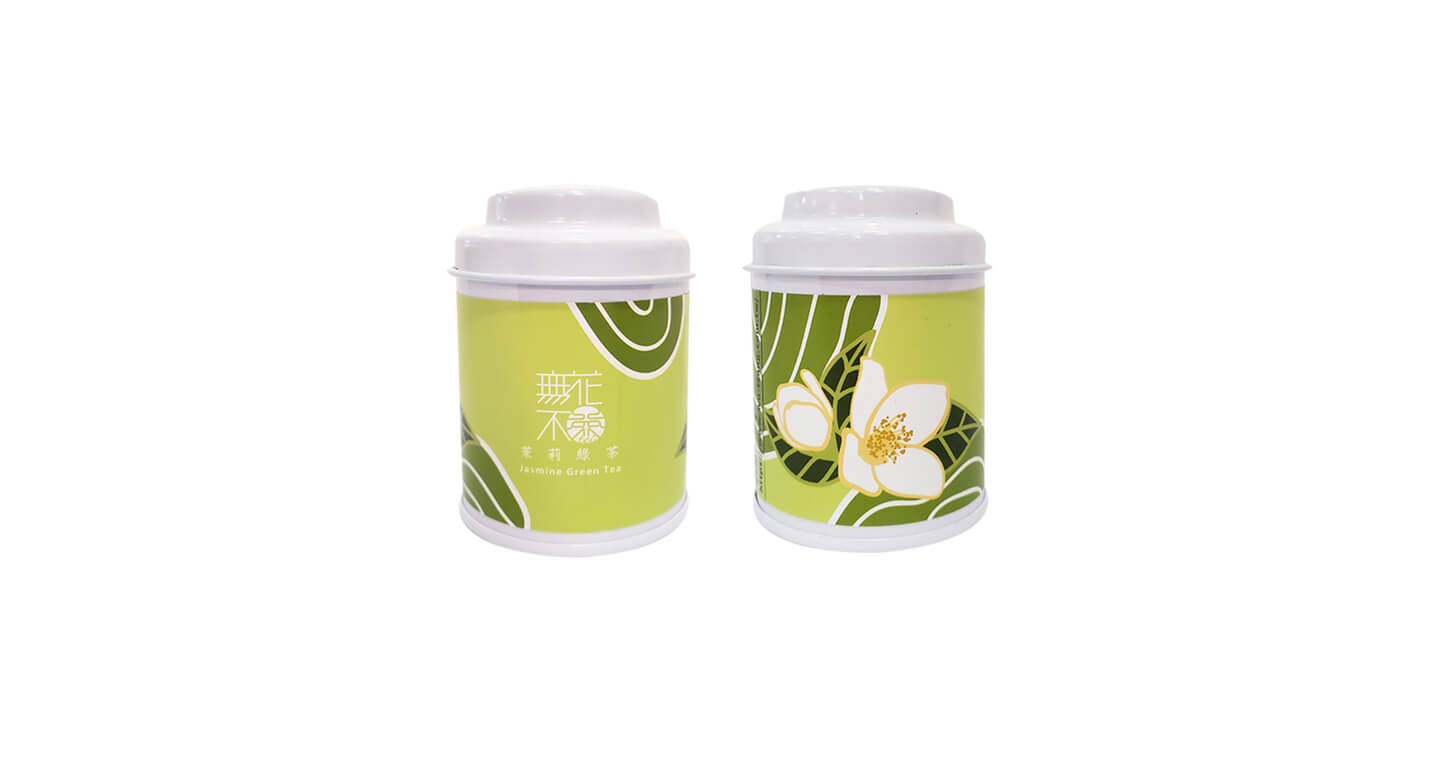 【無花不茶】原葉花茶系列-原味經典款：茉莉綠茶—3g三角茶包*3入小鐵罐裝*5罐