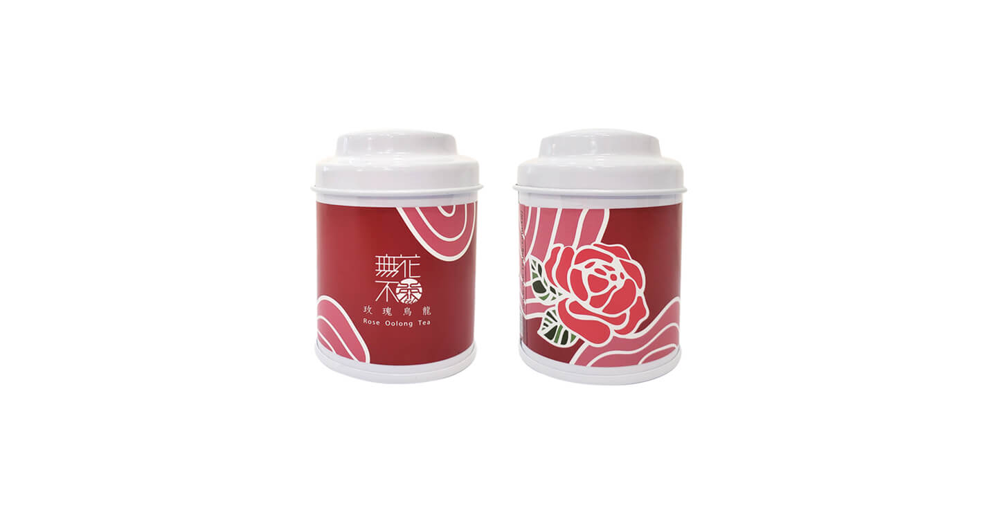 【無花不茶】原葉花茶系列-烏龍款：玫瑰烏龍—3g三角茶包*3入小鐵罐裝*5罐