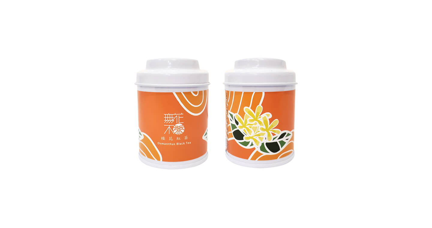 【無花不茶】原葉花茶系列-紅茶款：桂花紅茶—3g三角茶包*3入小鐵罐裝*5罐