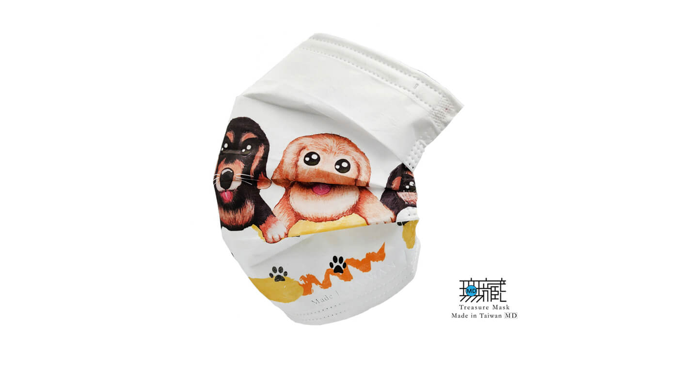 可愛臘腸犬 三層防護口罩｜成人款5入裝*6包