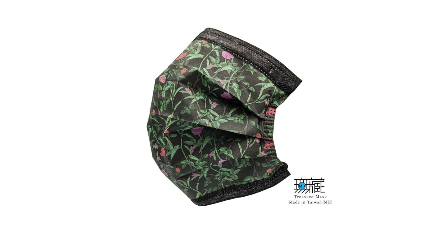 黑底薔薇 三層防護口罩｜成人款5入裝*6包
