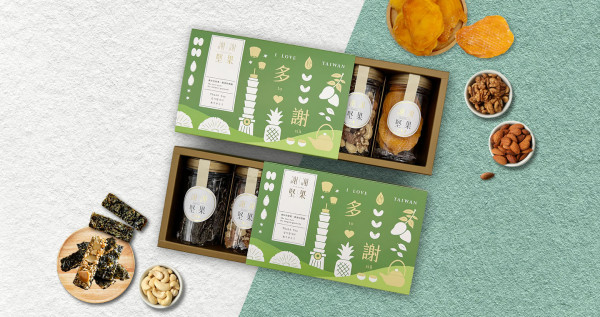多謝禮盒3罐組(原味綜合五堅果+海苔堅果脆片+台灣愛文芒果乾/素食，附提袋)